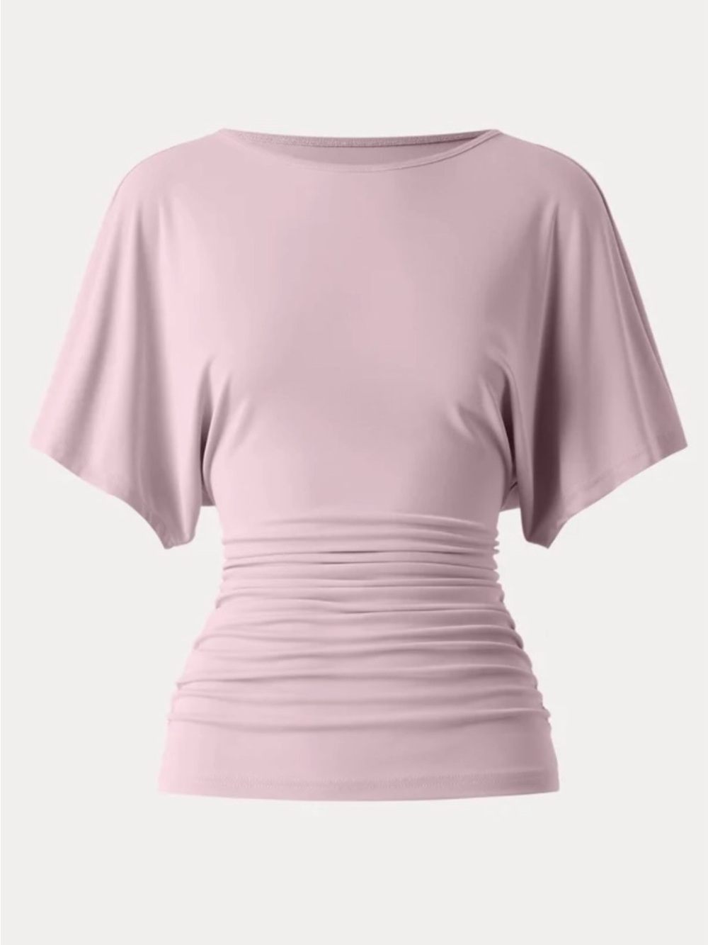 OGL Ruched-Waist Short Sleeve Tee in Light Pink (NWT)